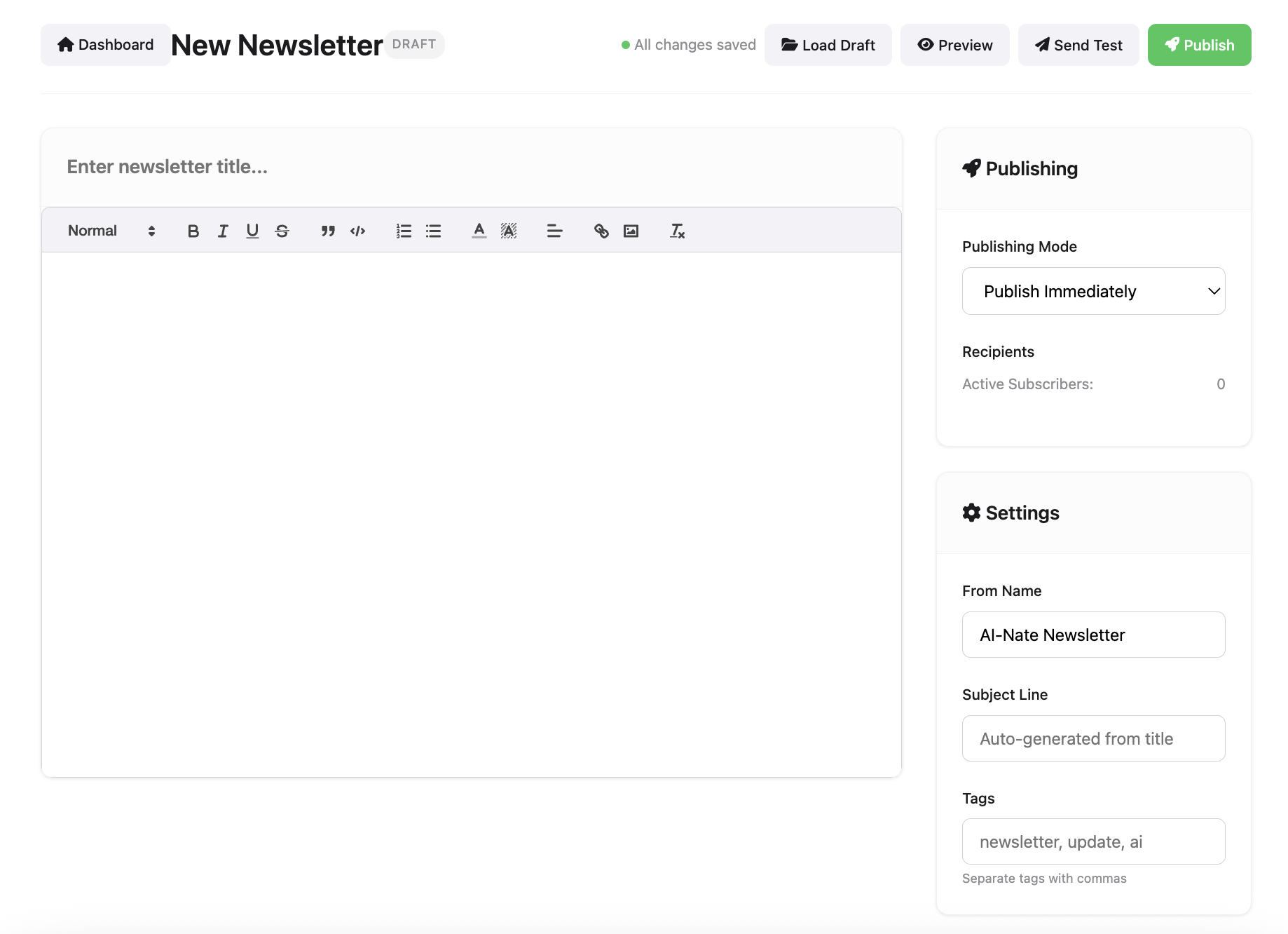 Newsletter Editor Screenshot